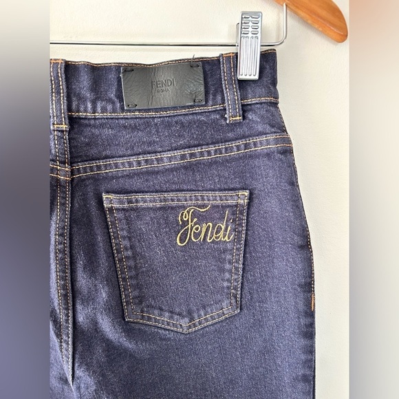 FENDI Dark Wash Pocket Logo Jeans - Picture 6 of 16